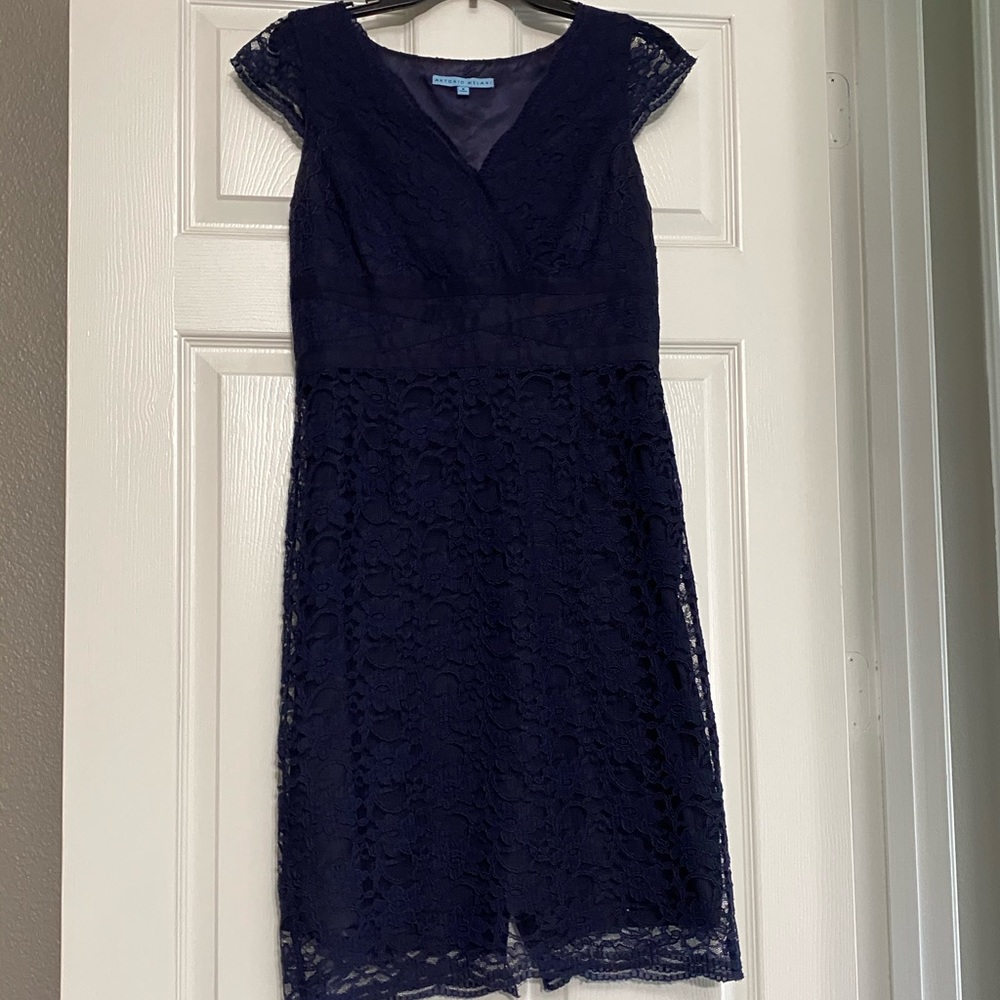 Navy lace fitted dress